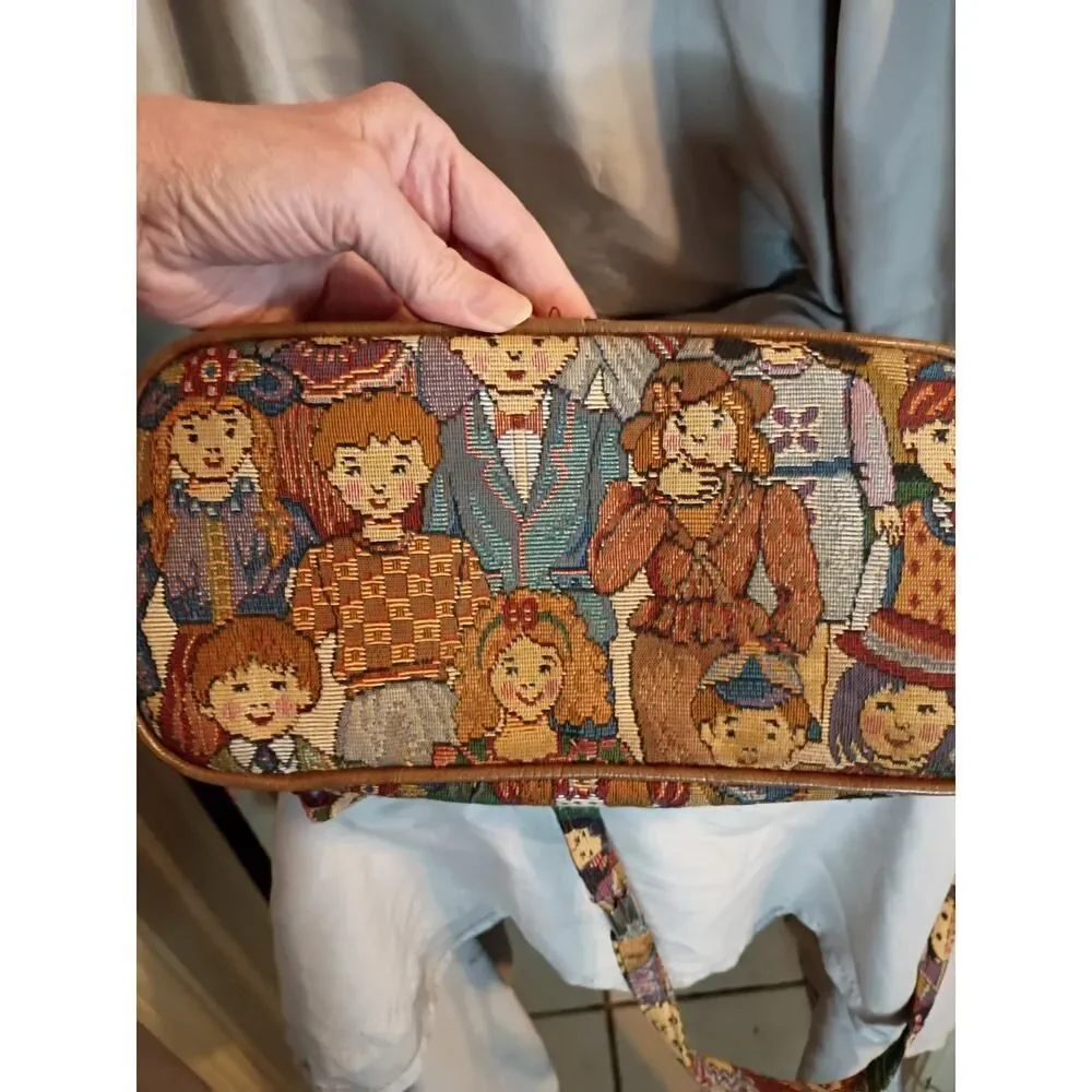 Vintage Children Of The World Jaquard Tapestry Shoulder Bag Unbranded Excellent